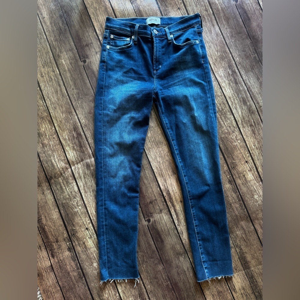 👖 AGOLDE Raw Hem Dark Blue Skinny Jeans - Size 26 🌟